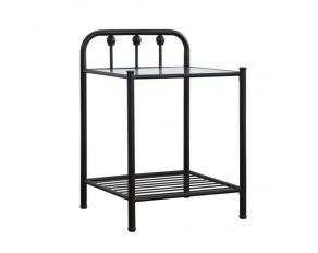 Livingston 1 Shelf Nightstand With Glass Top in Dark Bronze