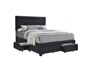 Soledad Queen 4 Drawer Button Tufted Storage Bed in Charcoal