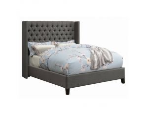 Bancroft Demi Wing Upholstered King Bed in Grey
