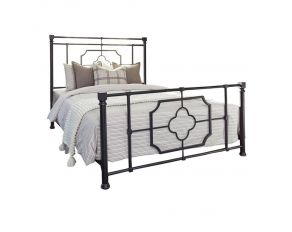 Paskay Queen Metal Panel Bed in Matte Black