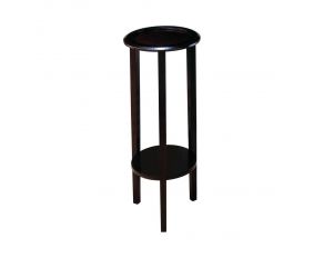 Kirk Round Accent Table with Bottom Shelf in Espresso