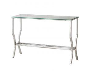 Rectangular Sofa Table With Mirrored Shelf in Chrome