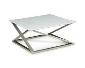 Zurich Faux Marble Top Square Cocktail Table in White