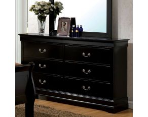 Louis Philippe III 6 Drawer Dresser in Black