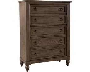 Americana Farmhouse 5 Drawer Chest in Dusty Taupe & Black Finish