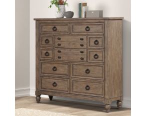 Americana Farmhouse 12 Drawer Chesser in Dusty Taupe and Wire-Brushed Finish