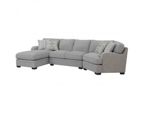 Analiese 3 Piece Sectional with Left Arm Facing Chaise and 4 Pillows in Light Grey