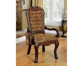Furniture of America Medieve Arm Chair, Cherry in Cherry Finish - Set of 2