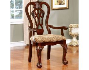 Furniture of America Elana Arm Chair in Brown Cherry Finish - Set of 2