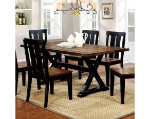 Furniture of America Alana Dining Table in Antique Oak and Black Finish