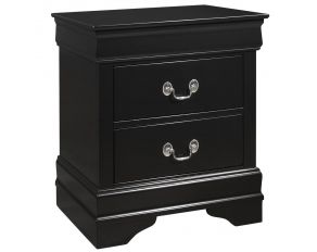 Louis Philip 2 Drawer Nightstand in Deep Black