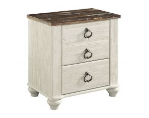 Ashley Furniture Willowton Two Drawer Night Stand in Two-tone