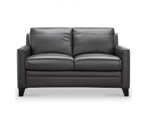 Fletcher Leather Loveseat in Charcoal