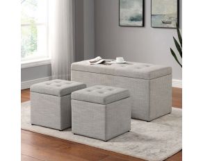 Daryn Storage Bench with Ottoman in Beige