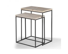 Crossings Monaco Chairside Nesting Table in Weathered Blanc