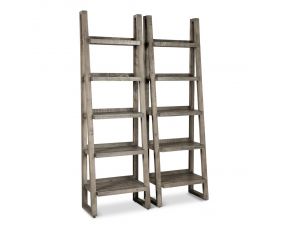 Tempe Pair of Etagere Bookcases in Grey Stone