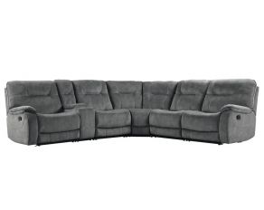 Cooper 6 Piece Modular Manual Reclining Sectional with Entertainment Console in Shadow Grey