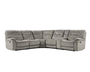 Cooper 6 Piece Modular Manual Reclining Sectional with Entertainment Console in Shadow Natural