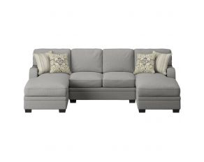 Analiese 3 Piece Sectional Loveseat and Chaise with 4 Pillows in Light Grey