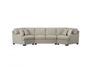 Analiese 3 Piece Sectional Loveseat and Corner Chair with 4 Pillows in Cream