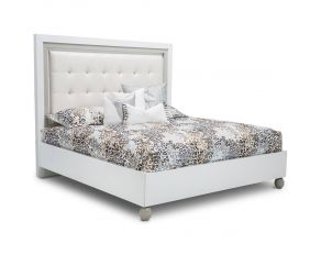 AICO Sky Tower California King Platform Bed in White Cloud