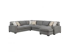 Repose 3 Piece Sectional with 6 Pillows in Light Grey