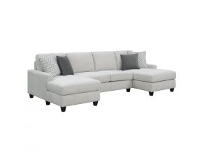 Walker 3 Piece Sectional with 4 Pillows in Pale Gray