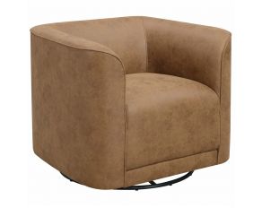 Whirlaway Swivel Accent Chair in Saddle Brown