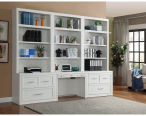 Catalina 6 Piece Workspace Library Wall in Cottage White