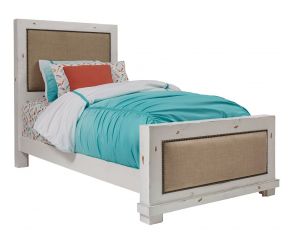 Willow Twin Upholstered Bed in Distressed White