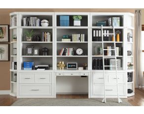 Catalina 9 Piece Workspace Library Wall in Cottage White