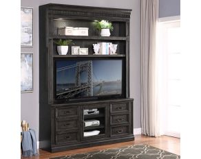 Washington Heights 66 Inch TV Console with Hutch in Washed Charcoal