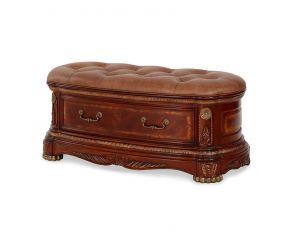 Cortina Leather Bedside Bench in Honey Walnut