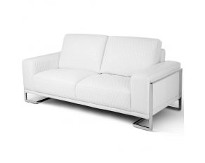 Mia Bella Gianna Loveseat White in Stainless Steel