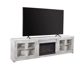 Avery Loft 97 Inch Fireplace Console with 4 Doors in Ghost Black