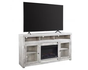 Avery Loft 74 Inch Highboy Fireplace Console with 2 Doors in Limestone