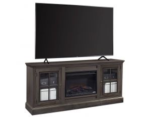 Churchill 70 Inch Highboy Fireplace Console in Ghost Black