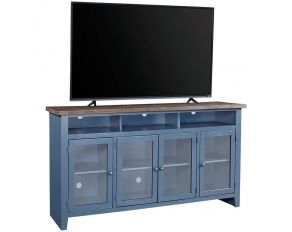 Eastport 74 Inch Highboy Console with 4 Doors in Malta Blue