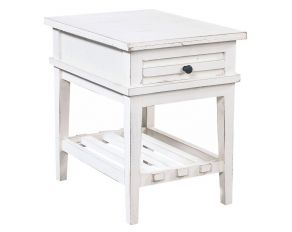 Reeds Farm Chairside Table in Weathered White