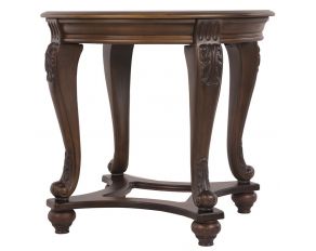 Ashley Furniture Norcastle Round End Table in Dark Brown