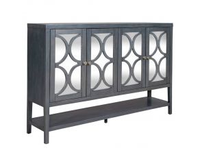 Circle View Four Door Accent Cabinet in Blue Dusk Finish