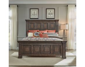 Big Valley California King Panel Bed in Brownstone Finish with Heavy Distressing