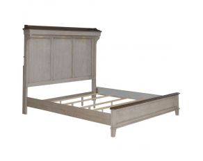 Ivy Hollow King Mantle Bed in Weathered Linen Finish with Dusty Taupe Tops