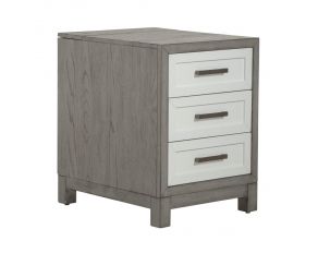 Palmetto Heights 3 Drawer Chairside Table in Two Tone Shell White and Driftwood Finish
