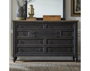 Americana Farmhouse 9 Drawer Dresser in Black