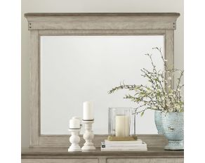 Ivy Hollow Landscape Mirror in Weathered Linen Finish with Dusty Taupe Tops