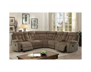 Furniture of America Maybell Sectional in Mocha