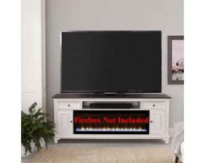 Fireplace TV Consoles 80 Inch Console without Firebox in Wire Brushed Charcoal and White