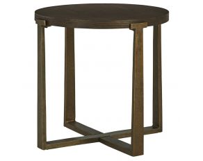 Balintmore Round End Table in Brown and Gold