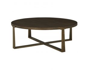 Balintmore Round Coffee Table in Brown and Gold